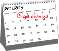January calendar with a date for divorce.