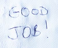 Good job written in a napkin
